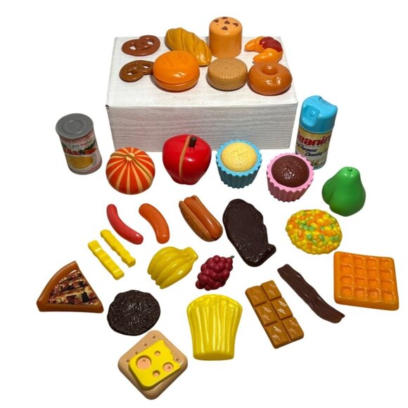 Assorted Play Food Set Fruits Vegetables Snacks & Desserts Plastic Bright Colors - Picture 1 of 6